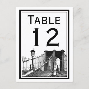 NYC Skyline Brooklyn Bridge #2 Table Number Card