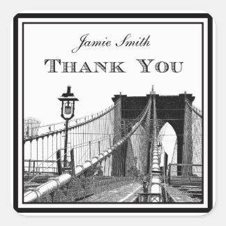 NYC Skyline Brooklyn Bridge #2 Thank You Square Sticker