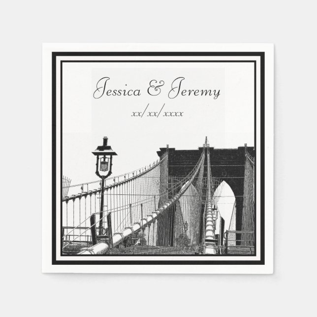 NYC Skyline Brooklyn Bridge #2 Wedding Napkin (Front)