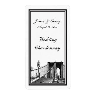 NYC Skyline Brooklyn Bridge #2 Wine Label