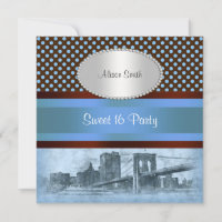 NYC Skyline Brooklyn Bridge Boat 4 Sweet 16