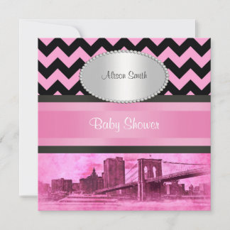NYC Skyline Brooklyn Bridge Boat 8P Baby Shower Invitation