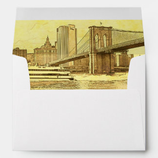 NYC Skyline Brooklyn Bridge Boat Etched Look #1 Envelopes