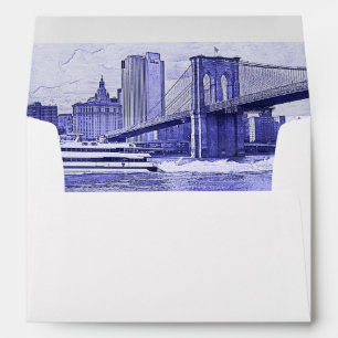 NYC Skyline Brooklyn Bridge Boat Etched Look #2 Envelopes