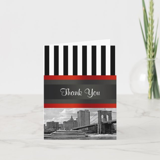 NYC Skyline Brooklyn Bridge, Boat Invitation Suite (Front)