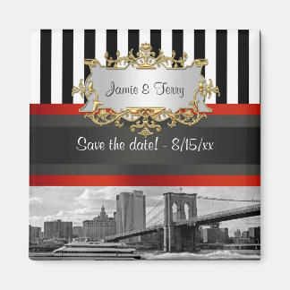 NYC Skyline Brooklyn Bridge, Boat Save the Date Magnet