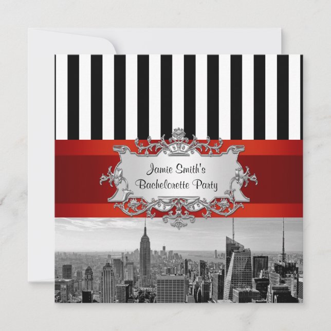 NYC Skyline BW B2 Bachelorette Party Invitation (Front)