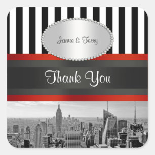NYC Skyline BW ESB Black White Stripe P Favour Tag