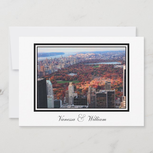 NYC Skyline Central Park From Above Wedding Invite (Front)