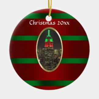 NYC Skyline: Emp St Bldg Night Xmas #6R Ceramic Tree Decoration