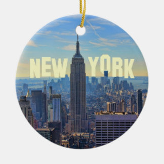NYC Skyline Emp St Building, World Trade 2C Ceramic Tree Decoration
