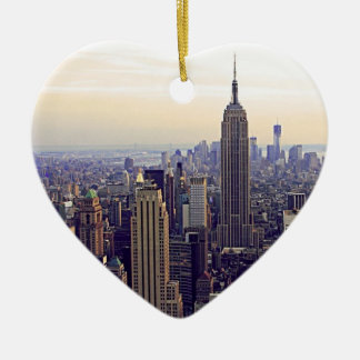 NYC skyline Emp St Building, WTC 4 Ceramic Tree Decoration