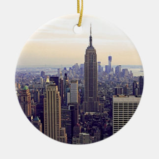 NYC skyline Empire State Building, WTC 4 Ceramic Tree Decoration