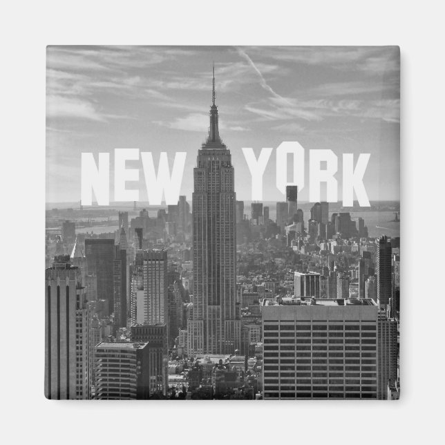 NYC Skyline Empire State Building, WTC BW 2C Magnet (Front)