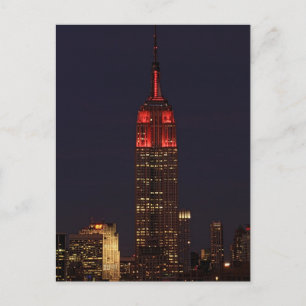 NYC Skyline ESB all in red Postcard