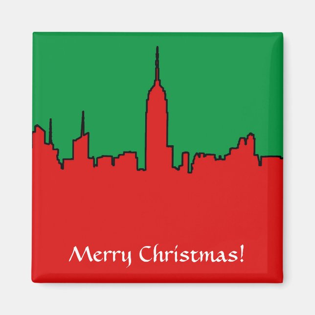 NYC Skyline: ESB Christmas Silhouette Magnet (Front)