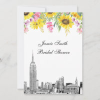 NYC Skyline ESB Etch Look Sunflowers Bridal Shower