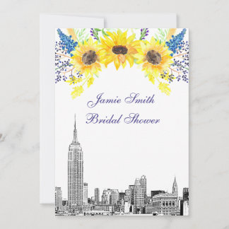 NYC Skyline ESB Etch Sunflower #2 Bridal Shower Invitation