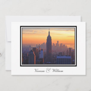 NYC Skyline: ESB Orange Sunset Wedding Invite