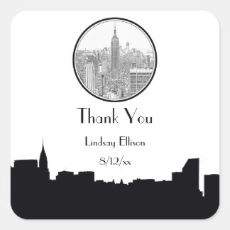 NYC Skyline ESB Round Etched 01S Favour Tag