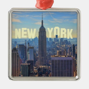 NYC Skyline ESB, World Trade 2C Metal Tree Decoration