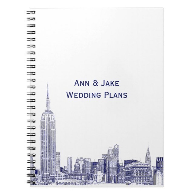 NYC Skyline Etched 01 Blue Notebook (Front)