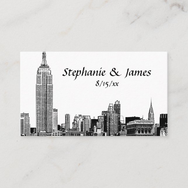 NYC Skyline Etched 01B Escort Cards (Front)
