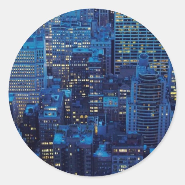 NYC Skyline, high angle view at dusk Classic Round Sticker (Front)