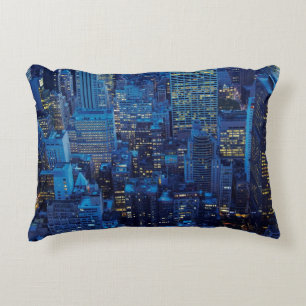 NYC Skyline, high angle view at dusk Decorative Cushion