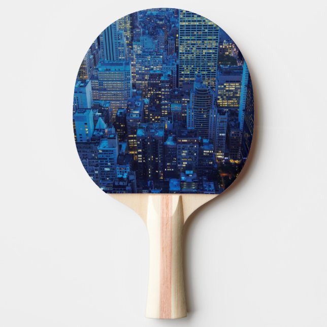 NYC Skyline, high angle view at dusk Ping Pong Paddle (Front)