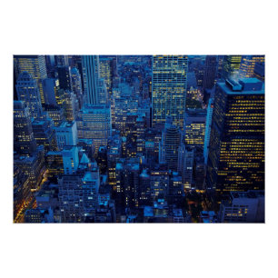 NYC Skyline, high angle view at dusk Poster