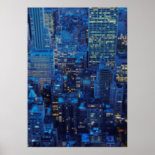 NYC Skyline, high angle view at dusk Poster