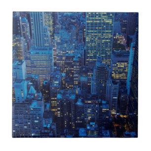 NYC Skyline, high angle view at dusk Tile