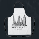 NYC Skyline Illustration with Statue of Liberty Apron<br><div class="desc">”New York City Skyline Line Art – NYC Landmarks Illustration, Statue of Liberty, Empire State Building, Minimalist Travel Design“ Celebrate the timeless beauty of New York City with this clean and modern skyline line art design. Featuring iconic landmarks including the Statue of Liberty, Empire State Building, Chrysler Building, and One...</div>