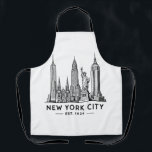 NYC Skyline Illustration with Statue of Liberty Apron<br><div class="desc">”New York City Skyline Line Art – NYC Landmarks Illustration, Statue of Liberty, Empire State Building, Minimalist Travel Design“ Celebrate the timeless beauty of New York City with this clean and modern skyline line art design. Featuring iconic landmarks including the Statue of Liberty, Empire State Building, Chrysler Building, and One...</div>