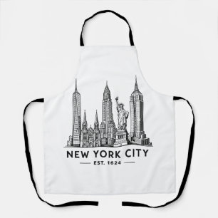 NYC Skyline Illustration with Statue of Liberty Apron