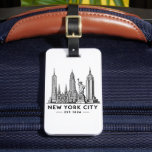 NYC Skyline Illustration with Statue of Liberty Luggage Tag<br><div class="desc">”New York City Skyline Line Art – NYC Landmarks Illustration, Statue of Liberty, Empire State Building, Minimalist Travel Design“ Celebrate the timeless beauty of New York City with this clean and modern skyline line art design. Featuring iconic landmarks including the Statue of Liberty, Empire State Building, Chrysler Building, and One...</div>