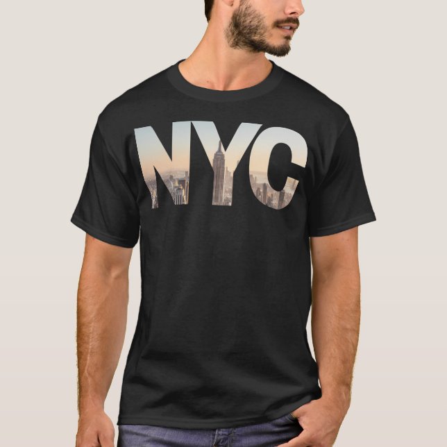 Nyc Skyline In Letters T-Shirt (Front)