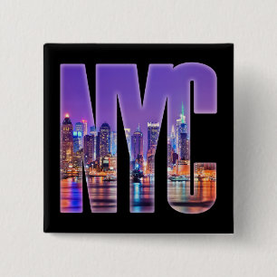 NYC Skyline (Light) 15 Cm Square Badge
