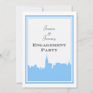 NYC Skyline Lt Blue Silhouette #2 DIY Engagement Invitation