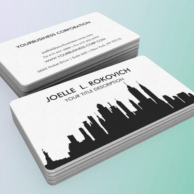 NYC Skyline Silhouette Black & White Generic Business Card (Creator Uploaded)