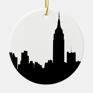 NYC Skyline Silhouette, Empire St Bldg #1 Ceramic Tree Decoration