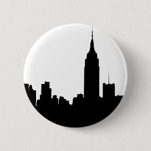 NYC Skyline Silhouette, Empire State Bldg #1 6 Cm Round Badge