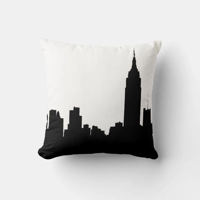 NYC Skyline Silhouette, Empire State Bldg #1 Cushion (Front)