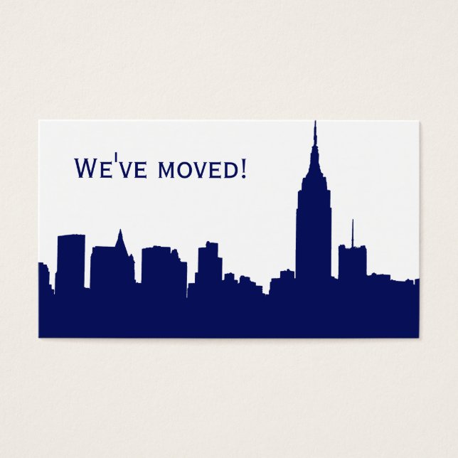 NYC Skyline Silhouette, ESB #1 Blue - We've Moved (Front)