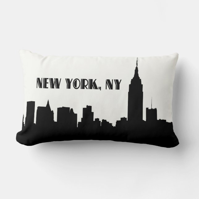 NYC Skyline Silhouette, ESB #1 Lumbar Cushion (Front)