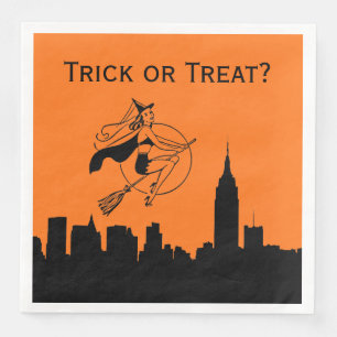 NYC Skyline Silhouette Halloween Cheeky Witch Napkin