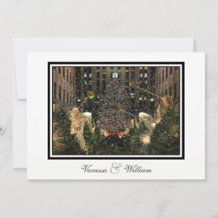 NYC Skyline Snowy Rock Centre Xmas Tree Wedding Invitation