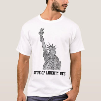 NYC Skyline: Statue of Liberty Etched Look BW T-Shirt