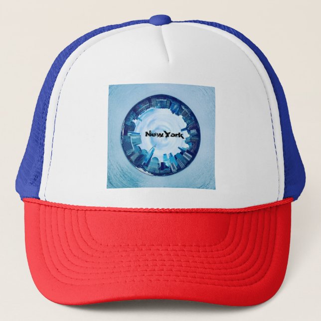 NYC Skyline Trucker Hat – Round City Planet  (Front)